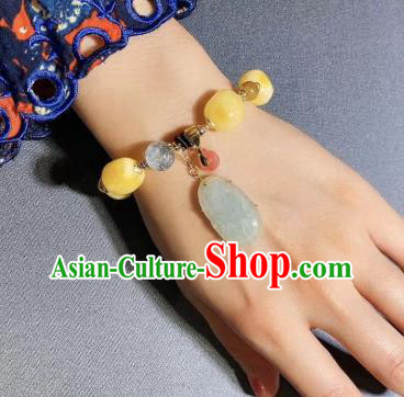Handmade Chinese Jadeite Bracelet Traditional Beeswax Wristlet Accessories Handmade Chinese Jadeite Bracelet Traditional Beeswax Wristlet Accessories