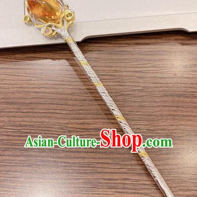 China Traditional Silver Hair Accessories Classical Cheongsam Topaz Hairpin