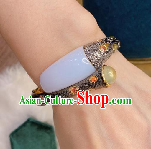 Handmade Chinese National Bracelet Traditional Hetian Jade Wristlet Accessories Handmade Chinese National Bracelet Traditional Hetian Jade Wristlet Accessories