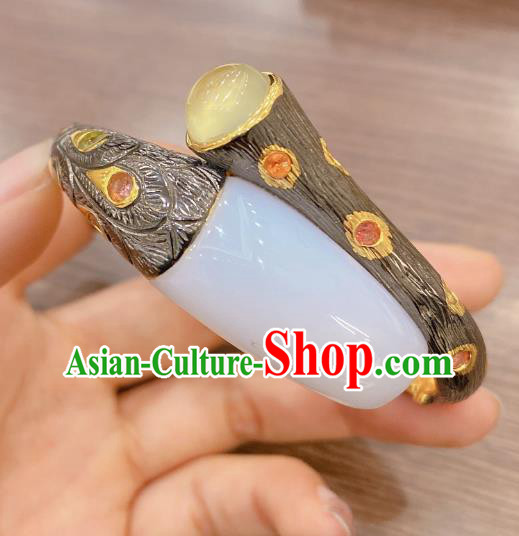 Handmade Chinese National Bracelet Traditional Hetian Jade Wristlet Accessories Handmade Chinese National Bracelet Traditional Hetian Jade Wristlet Accessories