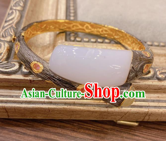 Handmade Chinese National Bracelet Traditional Hetian Jade Wristlet Accessories Handmade Chinese National Bracelet Traditional Hetian Jade Wristlet Accessories