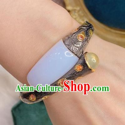 Handmade Chinese National Bracelet Traditional Hetian Jade Wristlet Accessories