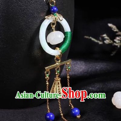China Traditional Jade Ear Accessories Classical Cheongsam Tassel Earrings