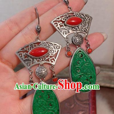 China Traditional Ear Accessories Classical Cheongsam Jadeite Earrings
