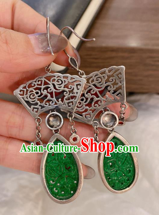 China Traditional Ear Accessories Classical Cheongsam Jadeite Earrings China Traditional Ear Accessories Classical Cheongsam Jadeite Earrings