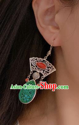 China Traditional Ear Accessories Classical Cheongsam Jadeite Earrings China Traditional Ear Accessories Classical Cheongsam Jadeite Earrings