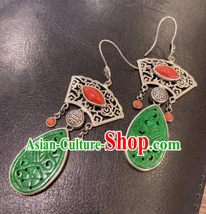 China Traditional Ear Accessories Classical Cheongsam Jadeite Earrings China Traditional Ear Accessories Classical Cheongsam Jadeite Earrings