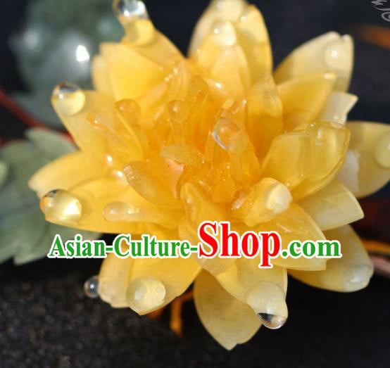 China Classical Ming Dynasty Hairpin Traditional Hair Accessories Hanfu Yellow Peony Hair Stick China Classical Ming Dynasty Hairpin Traditional Hair Accessories Hanfu Yellow Peony Hair Stick