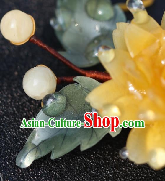 China Classical Ming Dynasty Hairpin Traditional Hair Accessories Hanfu Yellow Peony Hair Stick China Classical Ming Dynasty Hairpin Traditional Hair Accessories Hanfu Yellow Peony Hair Stick