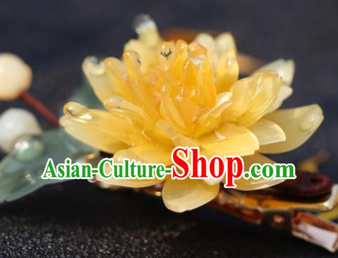 China Classical Ming Dynasty Hairpin Traditional Hair Accessories Hanfu Yellow Peony Hair Stick China Classical Ming Dynasty Hairpin Traditional Hair Accessories Hanfu Yellow Peony Hair Stick