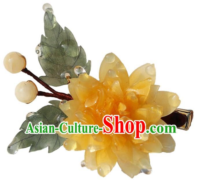 China Classical Ming Dynasty Hairpin Traditional Hair Accessories Hanfu Yellow Peony Hair Stick China Classical Ming Dynasty Hairpin Traditional Hair Accessories Hanfu Yellow Peony Hair Stick