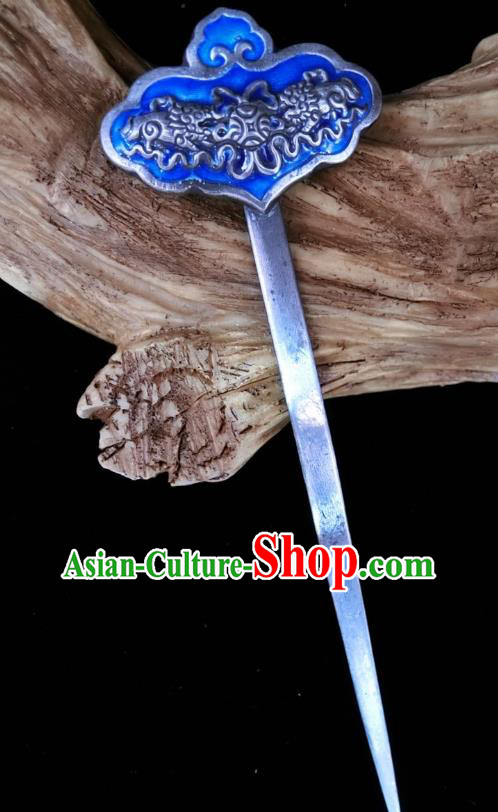 China Traditional Hair Accessories Classical Silver Carving Bat Hairpin Handmade Blueing Hair Stick China Traditional Hair Accessories Classical Silver Carving Bat Hairpin Handmade Blueing Hair Stick