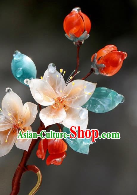 China Traditional Ming Dynasty Hairpin Classical Hair Accessories Hanfu Peach Blossom Hair Stick China Traditional Ming Dynasty Hairpin Classical Hair Accessories Hanfu Peach Blossom Hair Stick