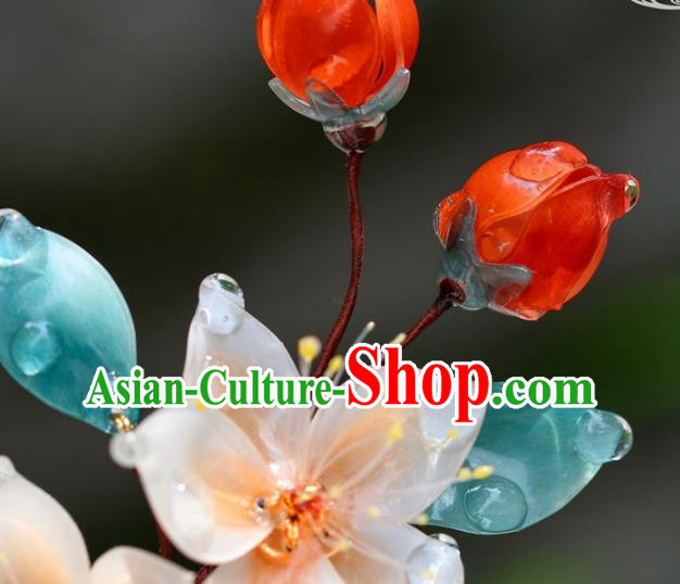 China Traditional Ming Dynasty Hairpin Classical Hair Accessories Hanfu Peach Blossom Hair Stick China Traditional Ming Dynasty Hairpin Classical Hair Accessories Hanfu Peach Blossom Hair Stick