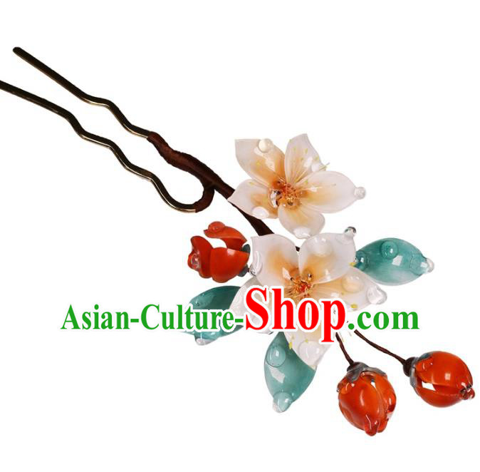 China Traditional Ming Dynasty Hairpin Classical Hair Accessories Hanfu Peach Blossom Hair Stick China Traditional Ming Dynasty Hairpin Classical Hair Accessories Hanfu Peach Blossom Hair Stick