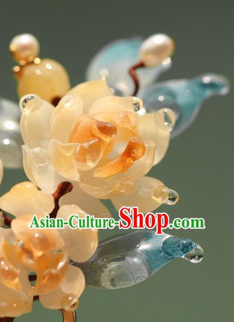 China Hanfu Begonia Hair Stick Classical Hair Accessories Traditional Ming Dynasty Princess Hairpin China Hanfu Begonia Hair Stick Classical Hair Accessories Traditional Ming Dynasty Princess Hairpin