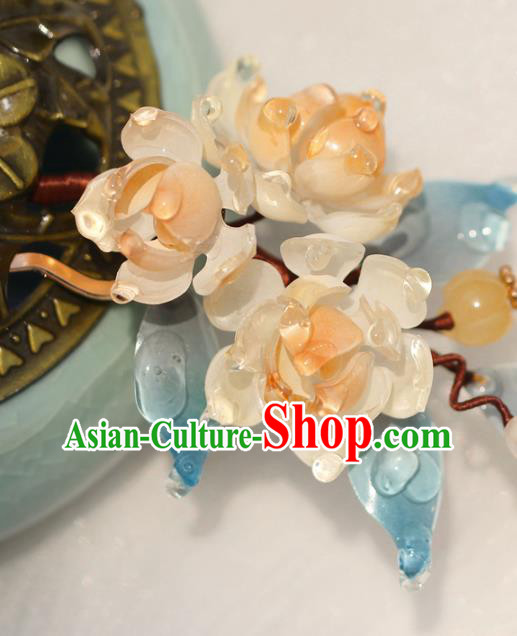 China Hanfu Begonia Hair Stick Classical Hair Accessories Traditional Ming Dynasty Princess Hairpin China Hanfu Begonia Hair Stick Classical Hair Accessories Traditional Ming Dynasty Princess Hairpin