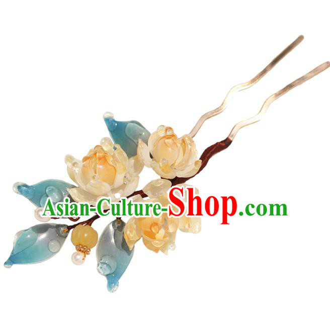 China Hanfu Begonia Hair Stick Classical Hair Accessories Traditional Ming Dynasty Princess Hairpin China Hanfu Begonia Hair Stick Classical Hair Accessories Traditional Ming Dynasty Princess Hairpin