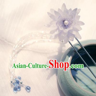 China Classical Hair Accessories Traditional Song Dynasty Princess Lilac Epiphyllum Hairpin Hanfu Beads Tassel Hair Stick