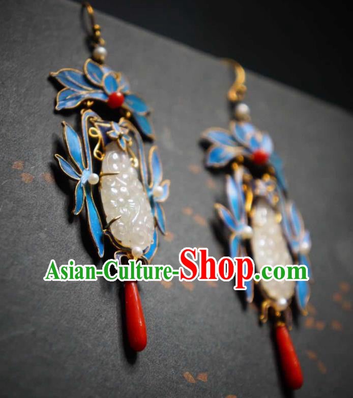 Handmade Chinese Traditional Culture Jewelry Jade Earrings Cheongsam Ear Accessories Handmade Chinese Traditional Culture Jewelry Jade Earrings Cheongsam Ear Accessories