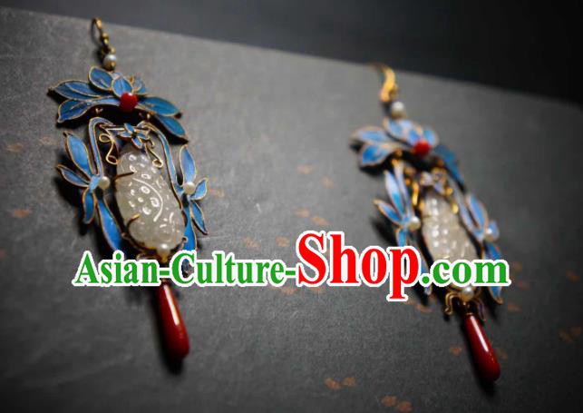 Handmade Chinese Traditional Culture Jewelry Jade Earrings Cheongsam Ear Accessories Handmade Chinese Traditional Culture Jewelry Jade Earrings Cheongsam Ear Accessories