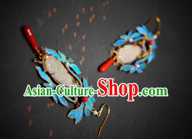 Handmade Chinese Traditional Culture Jewelry Jade Earrings Cheongsam Ear Accessories Handmade Chinese Traditional Culture Jewelry Jade Earrings Cheongsam Ear Accessories