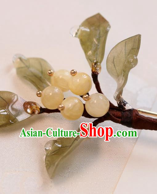 China Hanfu Hair Stick Traditional Ming Dynasty Princess Loquat Hairpin Classical Hair Accessories China Hanfu Hair Stick Traditional Ming Dynasty Princess Loquat Hairpin Classical Hair Accessories