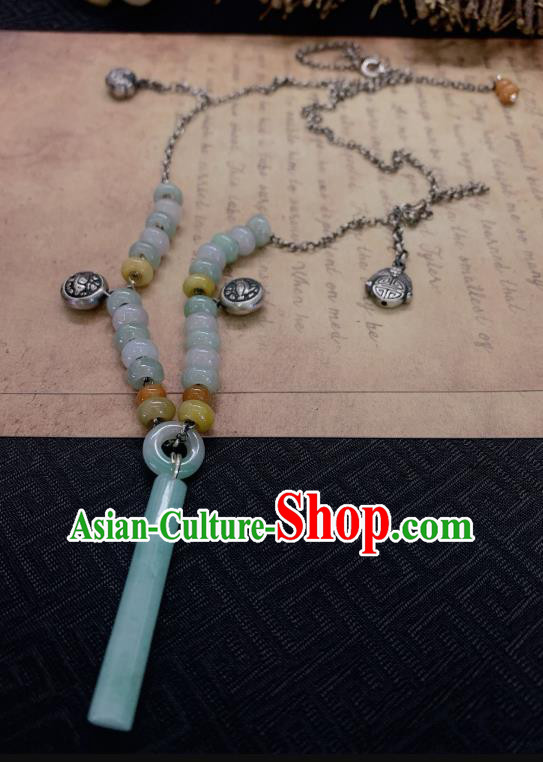 Handmade Chinese Jadeite Necklace Accessories National Silver Tassel Necklet Pendant Handmade Chinese Jadeite Necklace Accessories National Silver Tassel Necklet Pendant