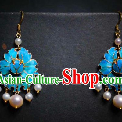 Handmade Chinese Qing Dynasty Court Earrings Cheongsam Ear Accessories Traditional Culture Jewelry