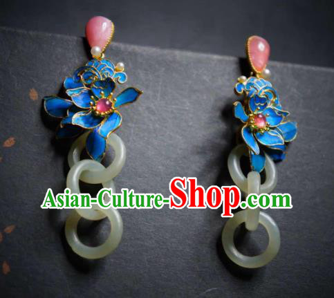 Handmade Chinese Cheongsam Jade Ear Accessories Traditional Culture Jewelry Rose Quartz Earrings Handmade Chinese Cheongsam Jade Ear Accessories Traditional Culture Jewelry Rose Quartz Earrings