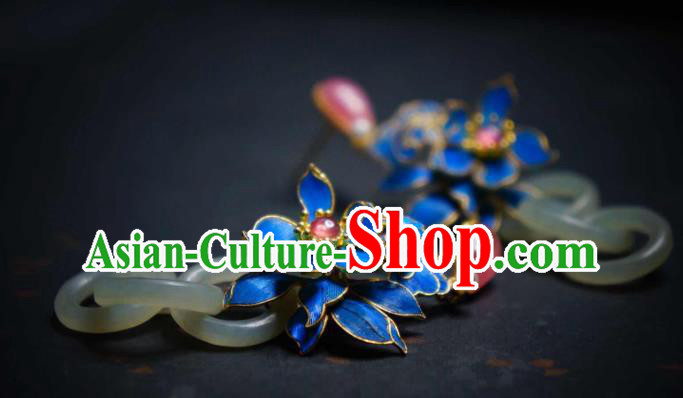 Handmade Chinese Cheongsam Jade Ear Accessories Traditional Culture Jewelry Rose Quartz Earrings Handmade Chinese Cheongsam Jade Ear Accessories Traditional Culture Jewelry Rose Quartz Earrings