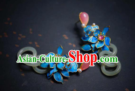 Handmade Chinese Cheongsam Jade Ear Accessories Traditional Culture Jewelry Rose Quartz Earrings Handmade Chinese Cheongsam Jade Ear Accessories Traditional Culture Jewelry Rose Quartz Earrings