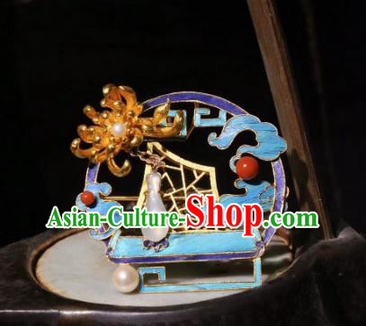 China Handmade Golden Chrysanthemum Brooch Traditional Cheongsam Breastpin Jewelry Cloisonne Accessories China Handmade Golden Chrysanthemum Brooch Traditional Cheongsam Breastpin Jewelry Cloisonne Accessories