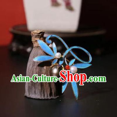 China Traditional Cheongsam Breastpin Pearls Accessories Handmade Orchids Brooch