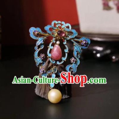 China Traditional Cheongsam Rose Quartz Breastpin Accessories Handmade Pearls Brooch