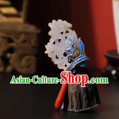 China Handmade Jade Brooch Traditional Cheongsam Breastpin Agate Accessories