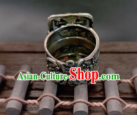 Chinese Handmade Silver Ring National Jadeite Agate Circlet Jewelry Chinese Handmade Silver Ring National Jadeite Agate Circlet Jewelry