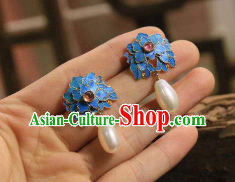 Handmade Chinese Tourmaline Ear Accessories Traditional Culture Jewelry Cheongsam Pearls Earrings Handmade Chinese Tourmaline Ear Accessories Traditional Culture Jewelry Cheongsam Pearls Earrings