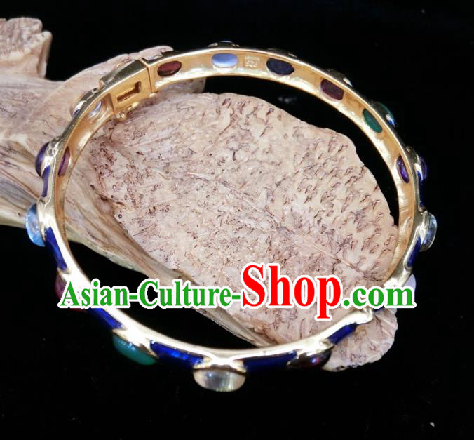 Handmade Chinese Wedding Cloisonne Bangle Accessories National Gems Bracelet