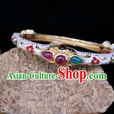 Handmade Chinese National Enamel Bracelet Gems Bangle Wristlet Accessories