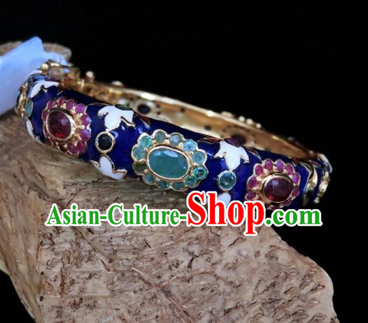 Handmade Chinese Gems Bangle Wristlet Accessories National Enamel Royalblue Bracelet Handmade Chinese Gems Bangle Wristlet Accessories National Enamel Royalblue Bracelet