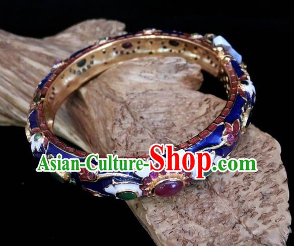Handmade Chinese Gems Bangle Wristlet Accessories National Enamel Royalblue Bracelet Handmade Chinese Gems Bangle Wristlet Accessories National Enamel Royalblue Bracelet