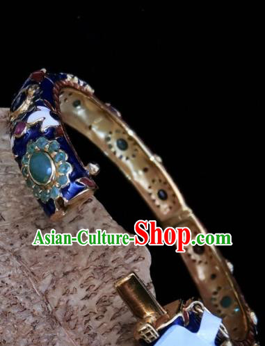Handmade Chinese Gems Bangle Wristlet Accessories National Enamel Royalblue Bracelet Handmade Chinese Gems Bangle Wristlet Accessories National Enamel Royalblue Bracelet