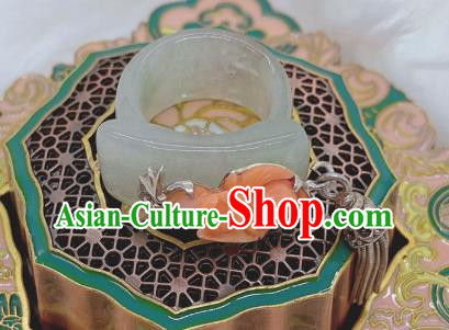 Chinese Handmade Hetian Jade Ring National Agate Jewelry Silver Tassel Circlet Chinese Handmade Hetian Jade Ring National Agate Jewelry Silver Tassel Circlet