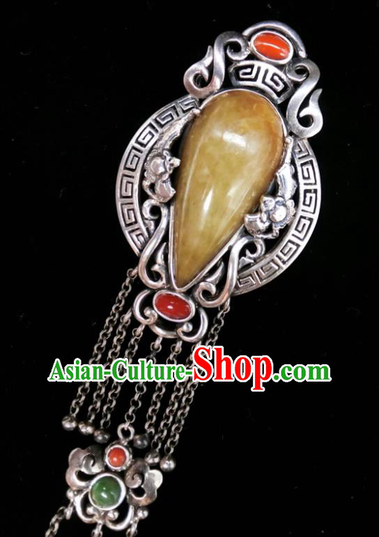 Handmade Chinese National Jadeite Necklace Pendant Traditional Silver Tassel Necklet Accessories Handmade Chinese National Jadeite Necklace Pendant Traditional Silver Tassel Necklet Accessories