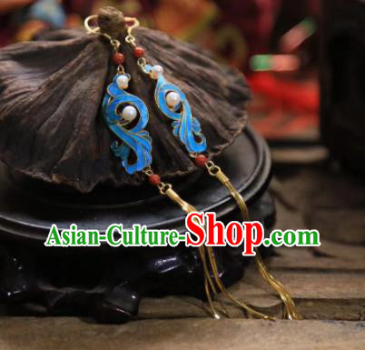 Handmade Chinese Golden Long Tassel Ear Accessories Traditional Culture Jewelry Cheongsam Earrings Handmade Chinese Golden Long Tassel Ear Accessories Traditional Culture Jewelry Cheongsam Earrings