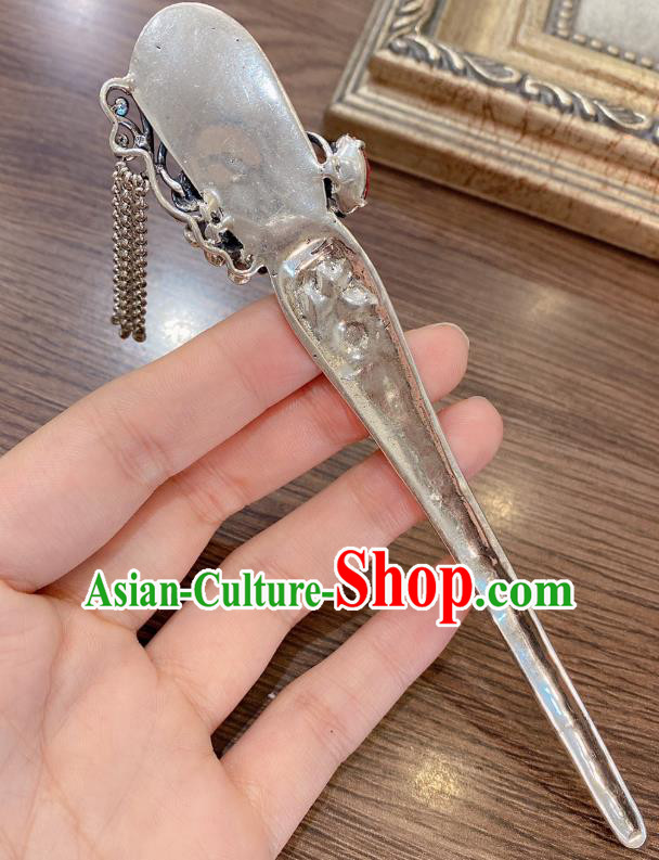 China Classical Silver Hair Stick Traditional Handmade Hairpin Jadeite Hair Accessories China Classical Silver Hair Stick Traditional Handmade Hairpin Jadeite Hair Accessories