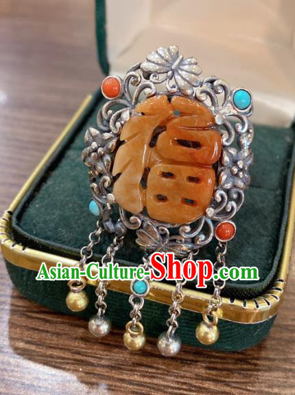 Chinese Handmade National Silver Circlet Wedding Jewelry Jadeite Finger Ring Chinese Handmade National Silver Circlet Wedding Jewelry Jadeite Finger Ring
