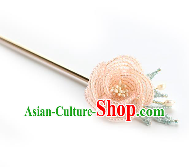 China Classical Beads Rose Hair Stick Hair Accessories Traditional Qing Dynasty Court Hairpin China Classical Beads Rose Hair Stick Hair Accessories Traditional Qing Dynasty Court Hairpin