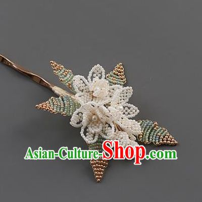 China Classical Beads Jasmine Flower Hair Stick Hair Accessories Traditional Song Dynasty Empress Hairpin